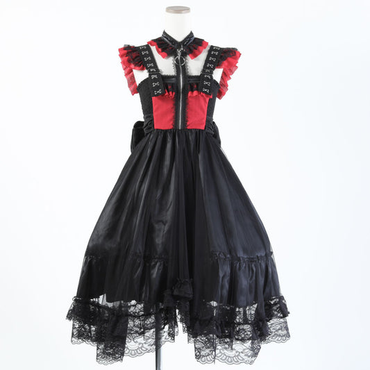 月子金属连衣裙（黑x红）