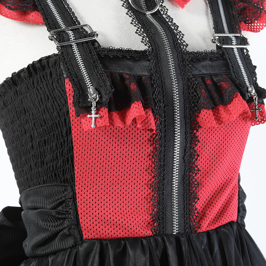 CONFINEMENT ZIPPER DRESS (BLACK x RED)