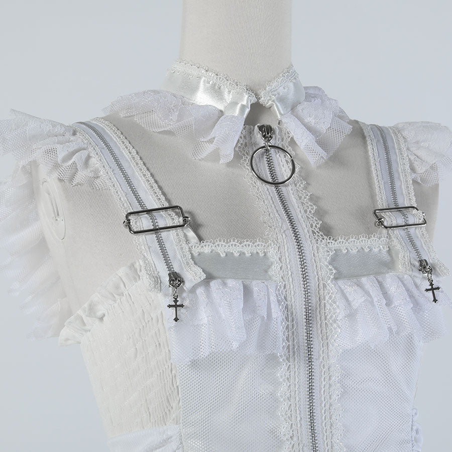 CONFINEMENT ZIPPER DRESS (WHITE)
