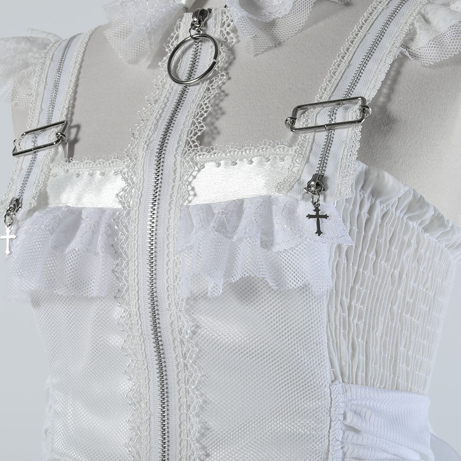 CONFINEMENT ZIPPER DRESS (WHITE)