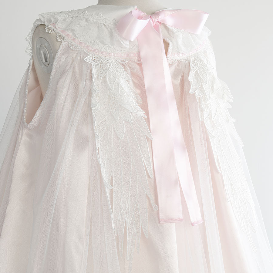 ANGEL WING COLLAR FRILL DRESS (WHITE x PINK)