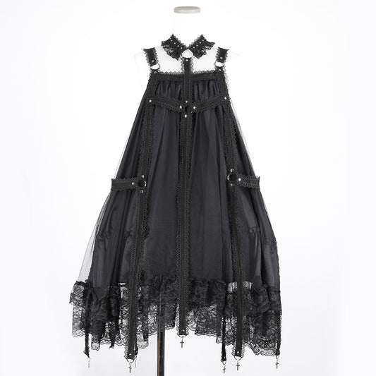 CROSS CAGE DRESS (BLACK)