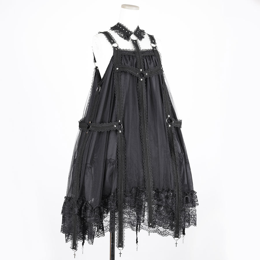 CROSS CAGE DRESS (BLACK)