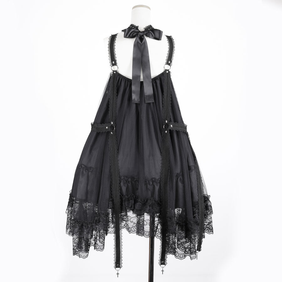 CROSS CAGE DRESS (BLACK)