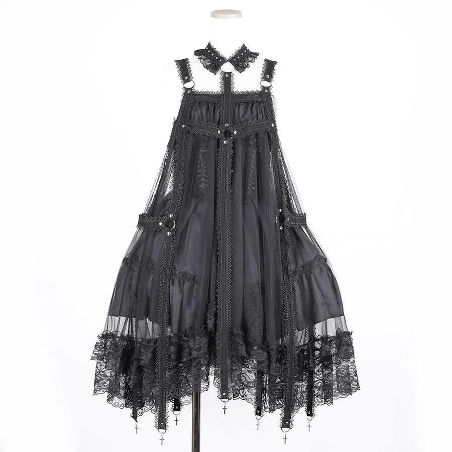 CROSS CAGE DRESS (BLACK)