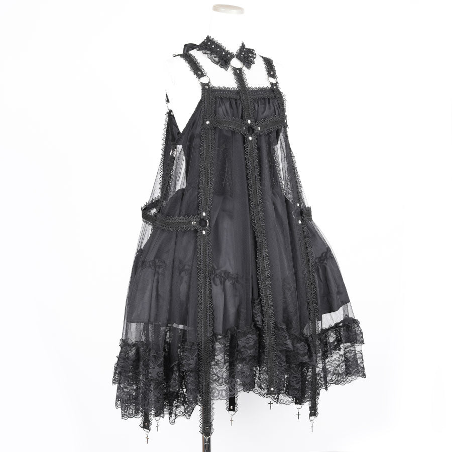 CROSS CAGE DRESS (BLACK)