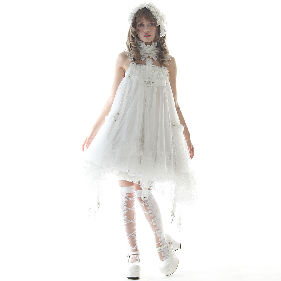 CROSS CAGE DRESS (WHITE)