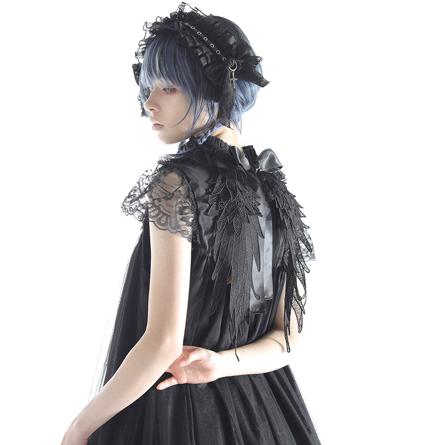 ROSE TULLE ANGEL WING DRESS (BLACK)