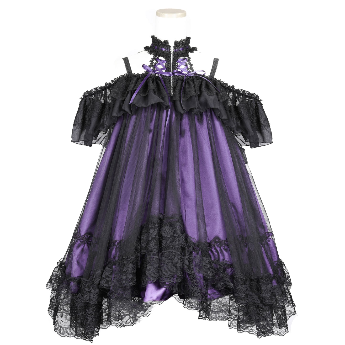 迷你恶魔天使翅膀连衣裙（紫色 x 黑色）