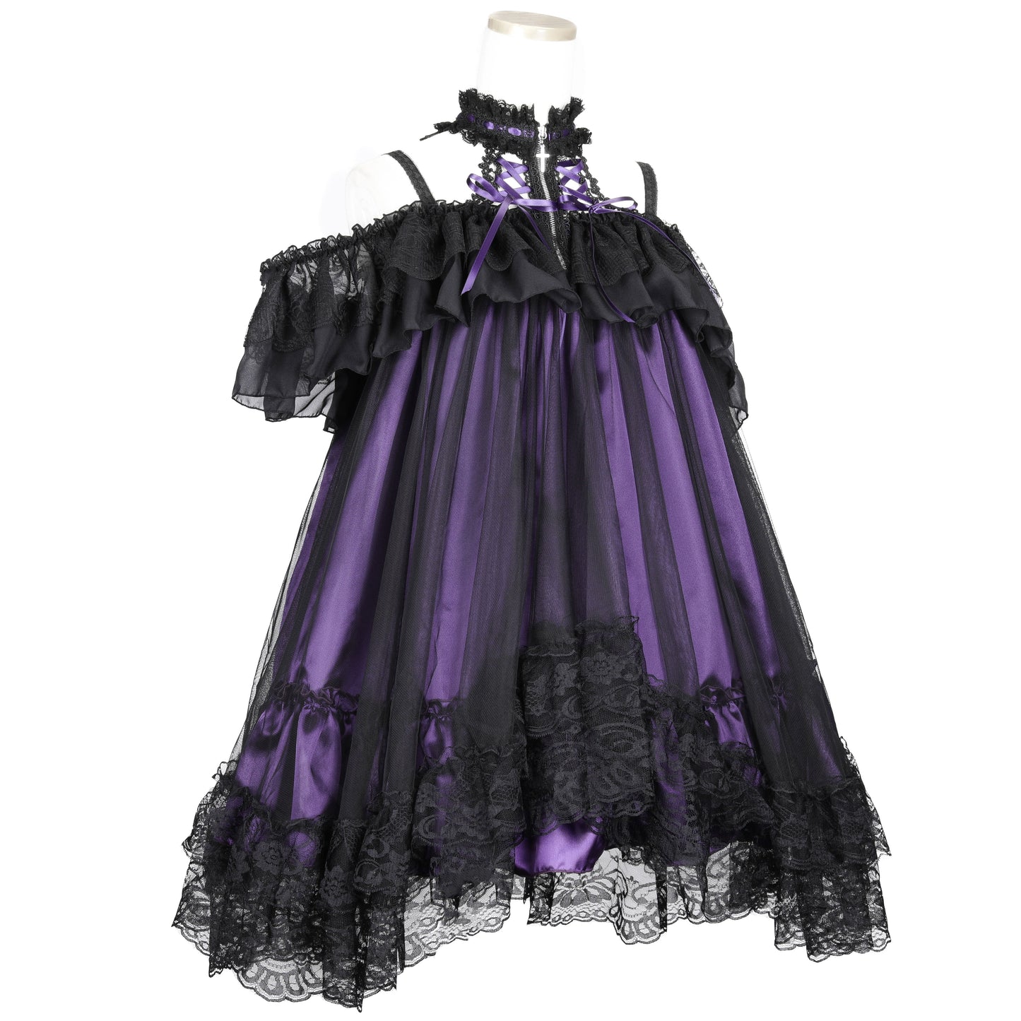 迷你恶魔天使翅膀连衣裙（紫色 x 黑色）