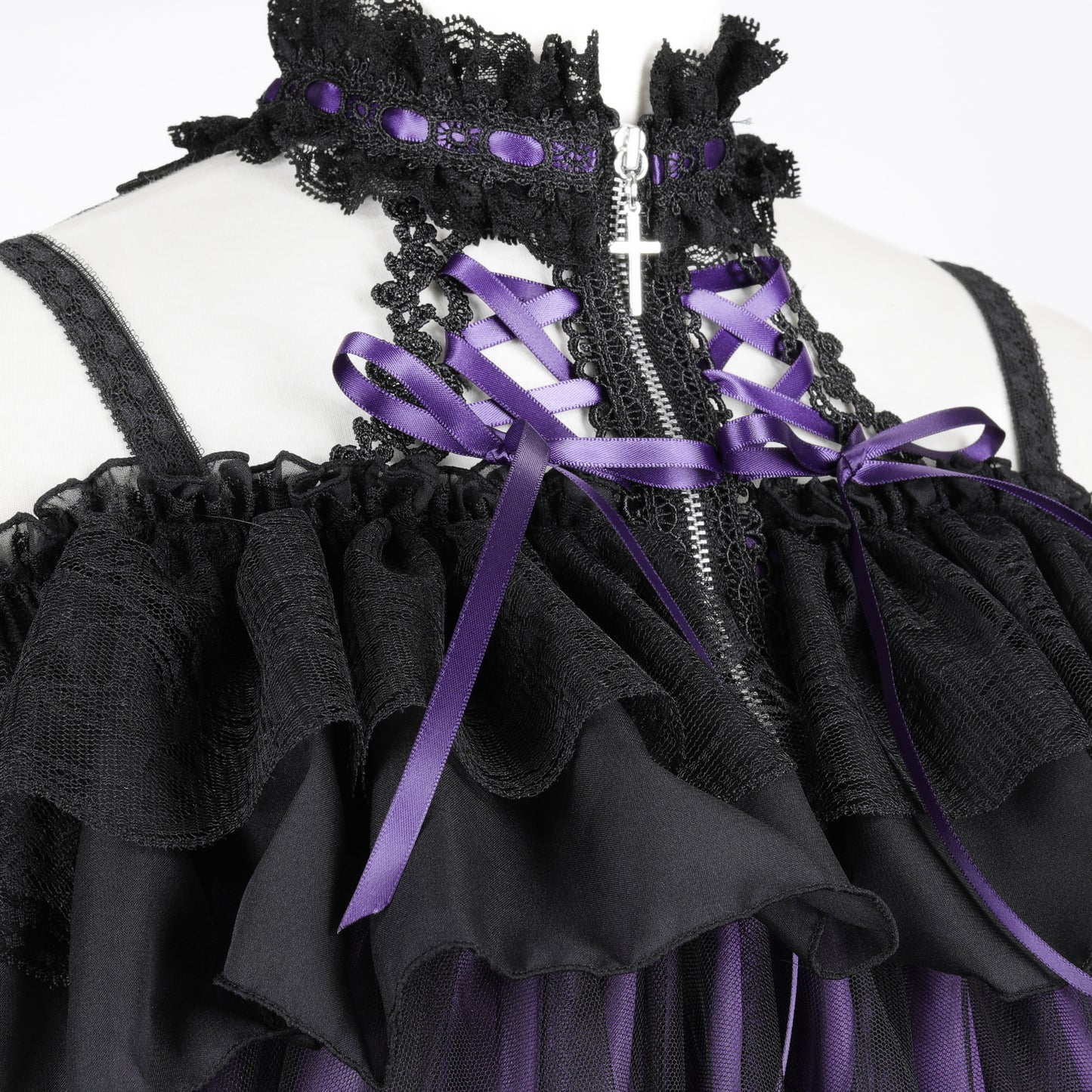 迷你恶魔天使翅膀连衣裙（紫色 x 黑色）