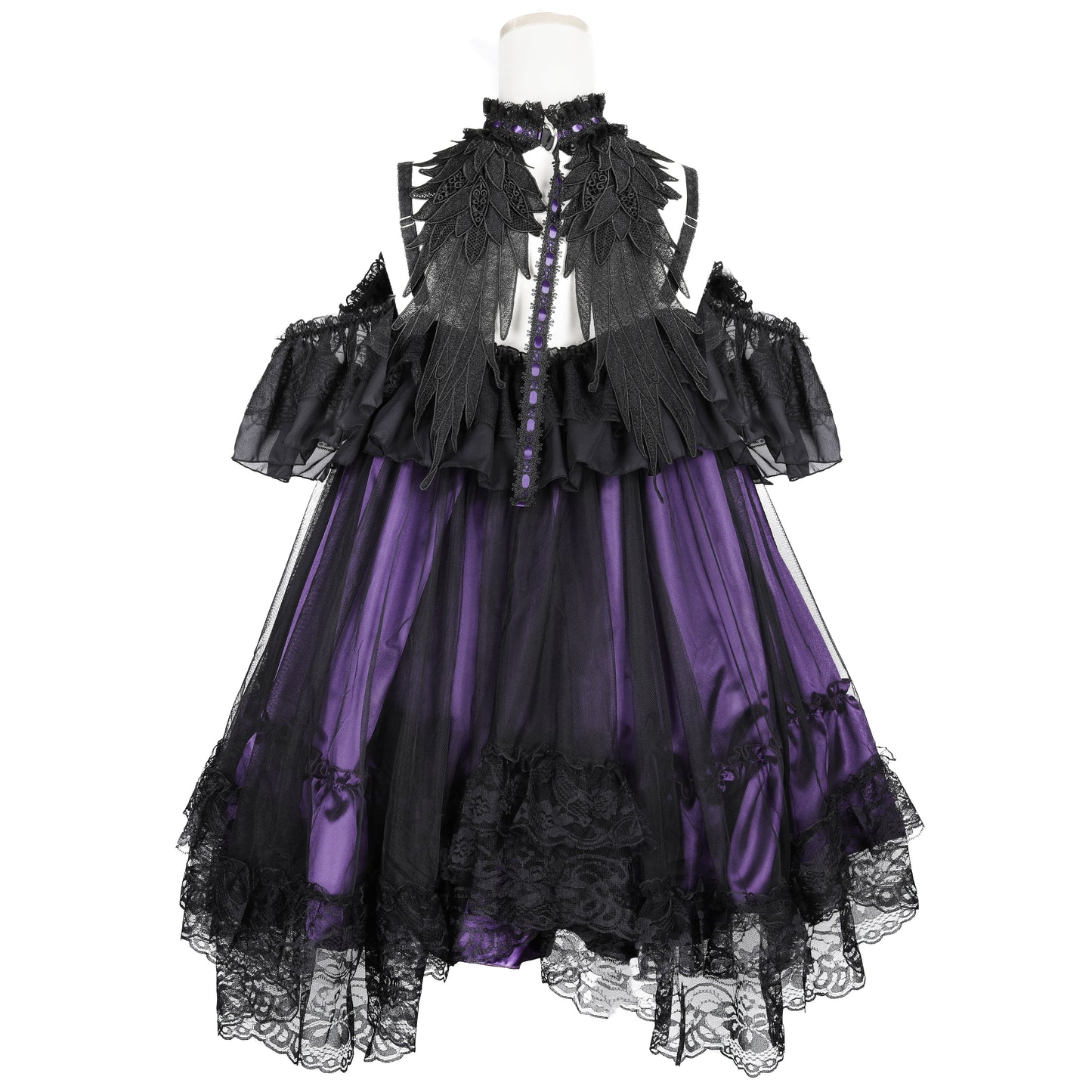 迷你恶魔天使翅膀连衣裙（紫色 x 黑色）