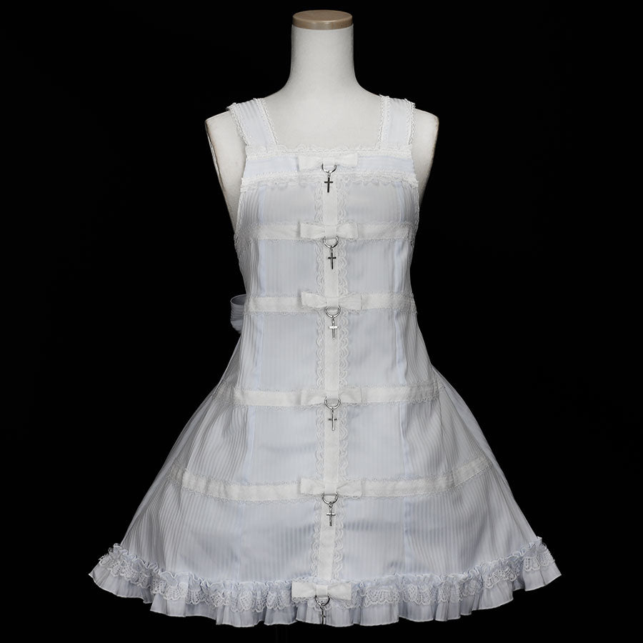 CONFINE LOVE RIBBON BABY DOLL DRESS (BLUE x WHITE)