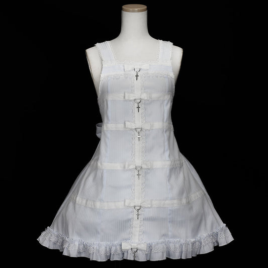 CONFINE LOVE RIBBON BABY DOLL DRESS (BLUE x WHITE)