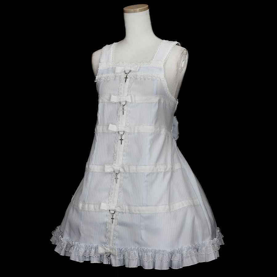 CONFINE LOVE RIBBON BABY DOLL DRESS (BLUE x WHITE)