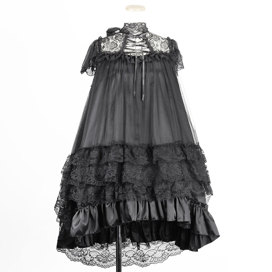 LACE COLLAR ANGEL WING DRESS (BLACK)