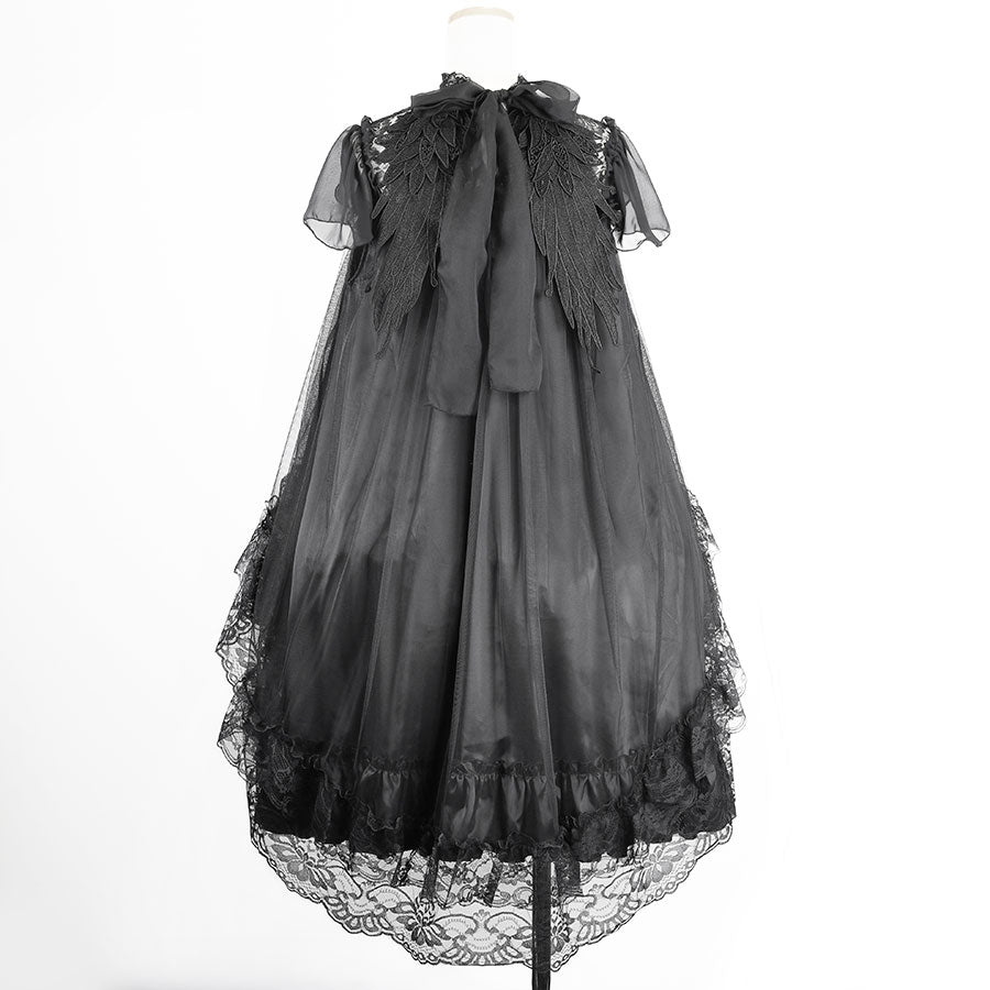 LACE COLLAR ANGEL WING DRESS (BLACK)