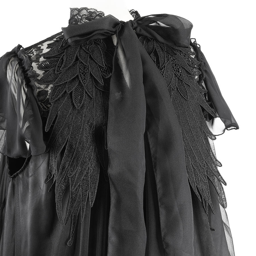 LACE COLLAR ANGEL WING DRESS (BLACK)