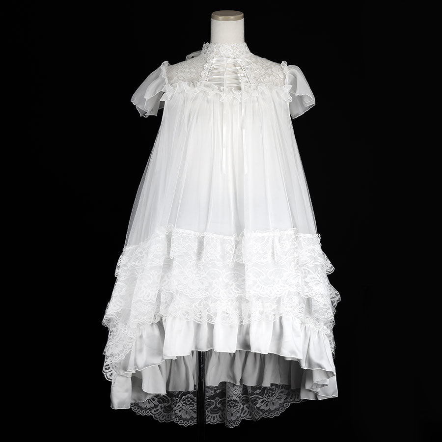 LACE COLLAR ANGEL WING DRESS (WHITE)