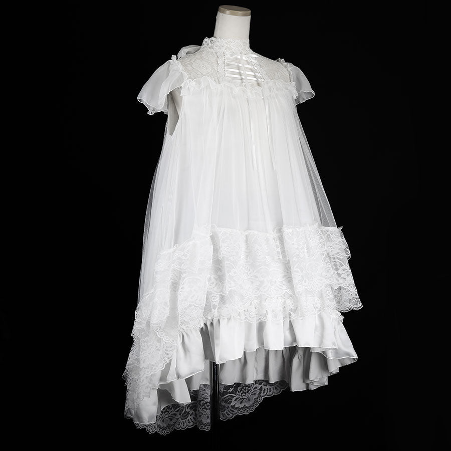 LACE COLLAR ANGEL WING DRESS (WHITE)