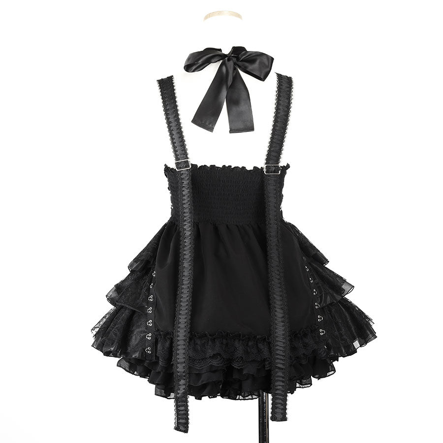 [1个月预订]迷你链钩连体衣（黑色）