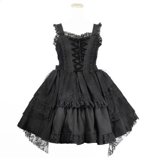 MINI LACE UP BUSTIER JUMPER SKIRT (BLACK)