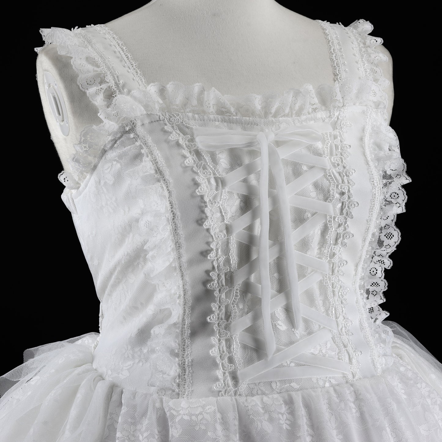 MINI LACE UP BUSTIER JUMPER SKIRT (WHITE)