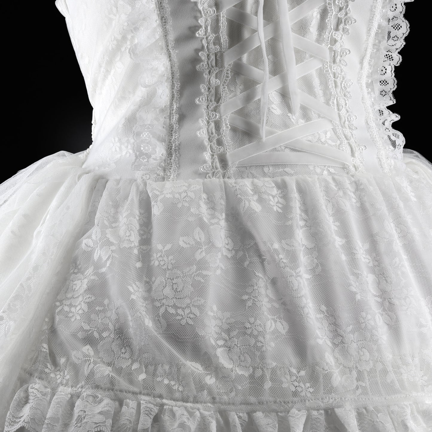 MINI LACE UP BUSTIER JUMPER SKIRT (WHITE)