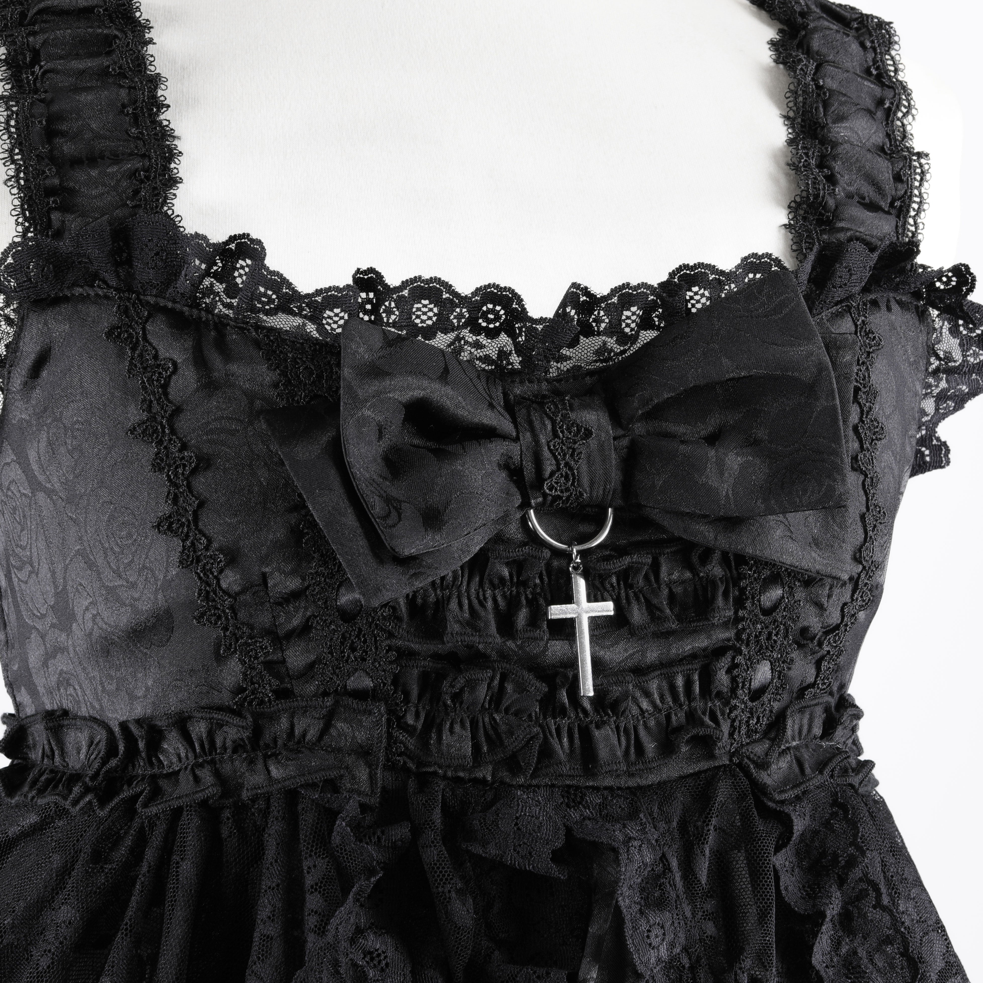 ROSE RIBBON BABY DOLL DRESS (BLACK) – MAJOH