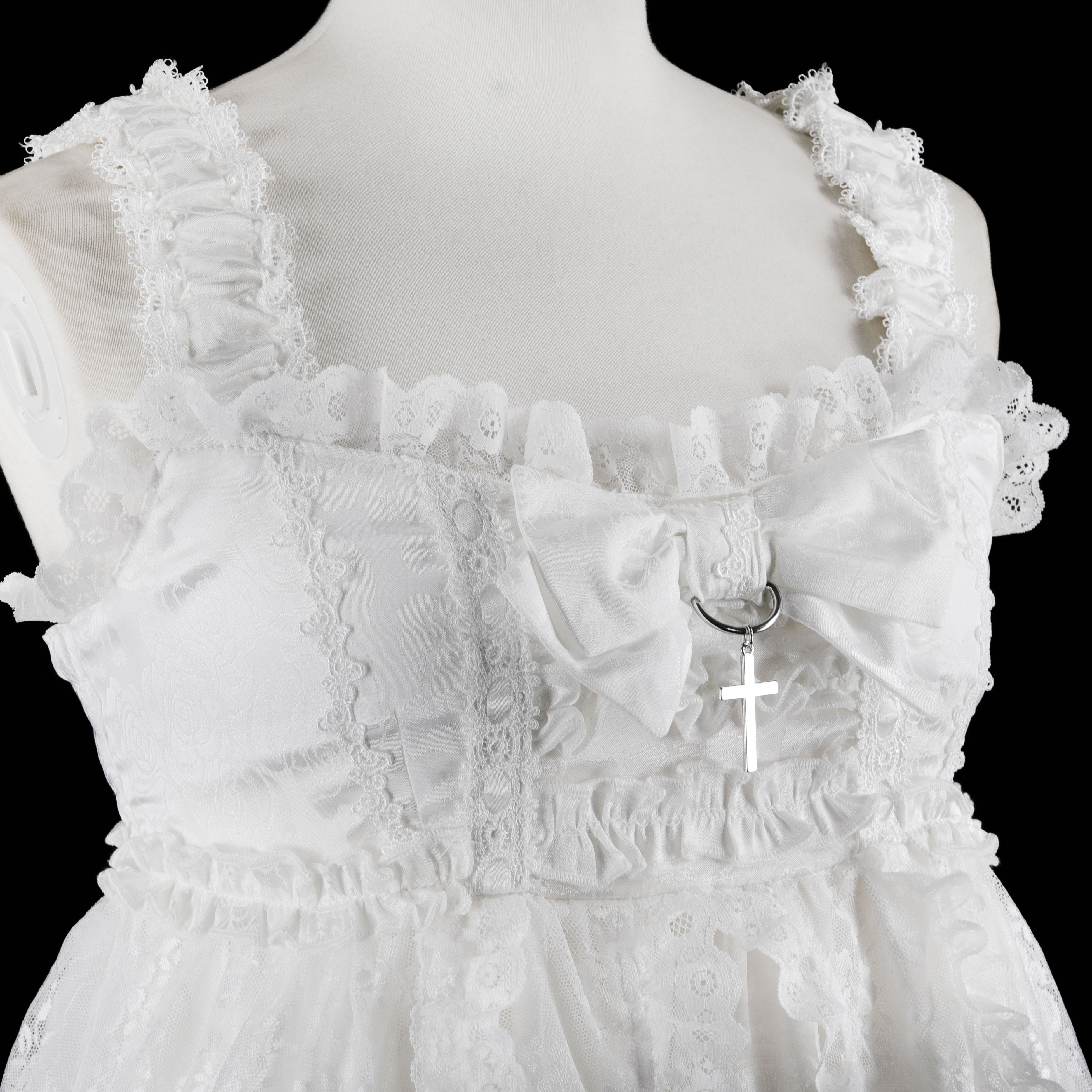 ROSE RIBBON BABY DOLL DRESS (WHITE) – MAJOH