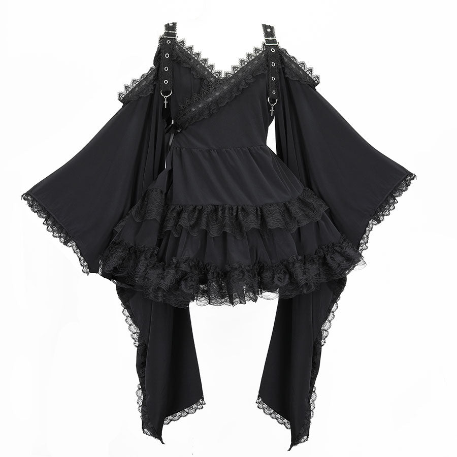 [予約3週間]SWEET DEVIL OFF SHOULDER KIMONO OP (BLACK)