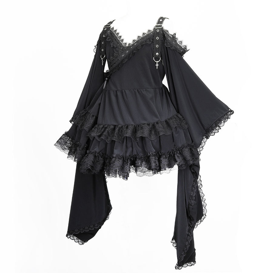 予約3週間]SWEET DEVIL OFF SHOULDER KIMONO OP (BLACK) – MAJOH