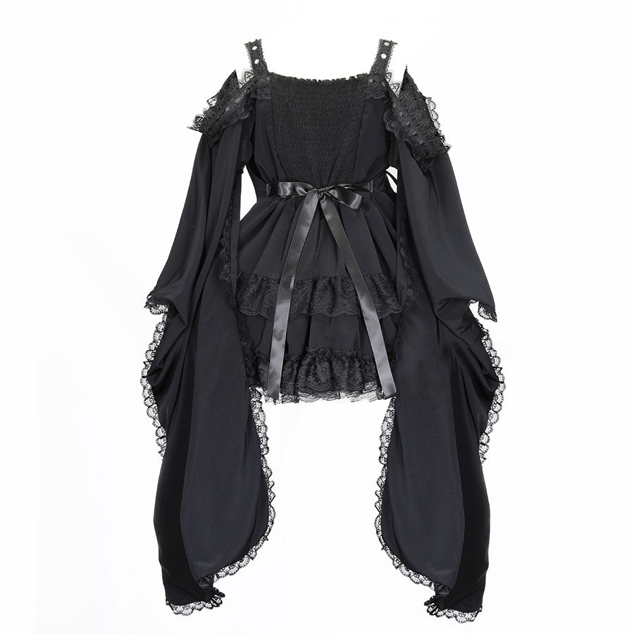 [予約3週間]SWEET DEVIL OFF SHOULDER KIMONO OP (BLACK)