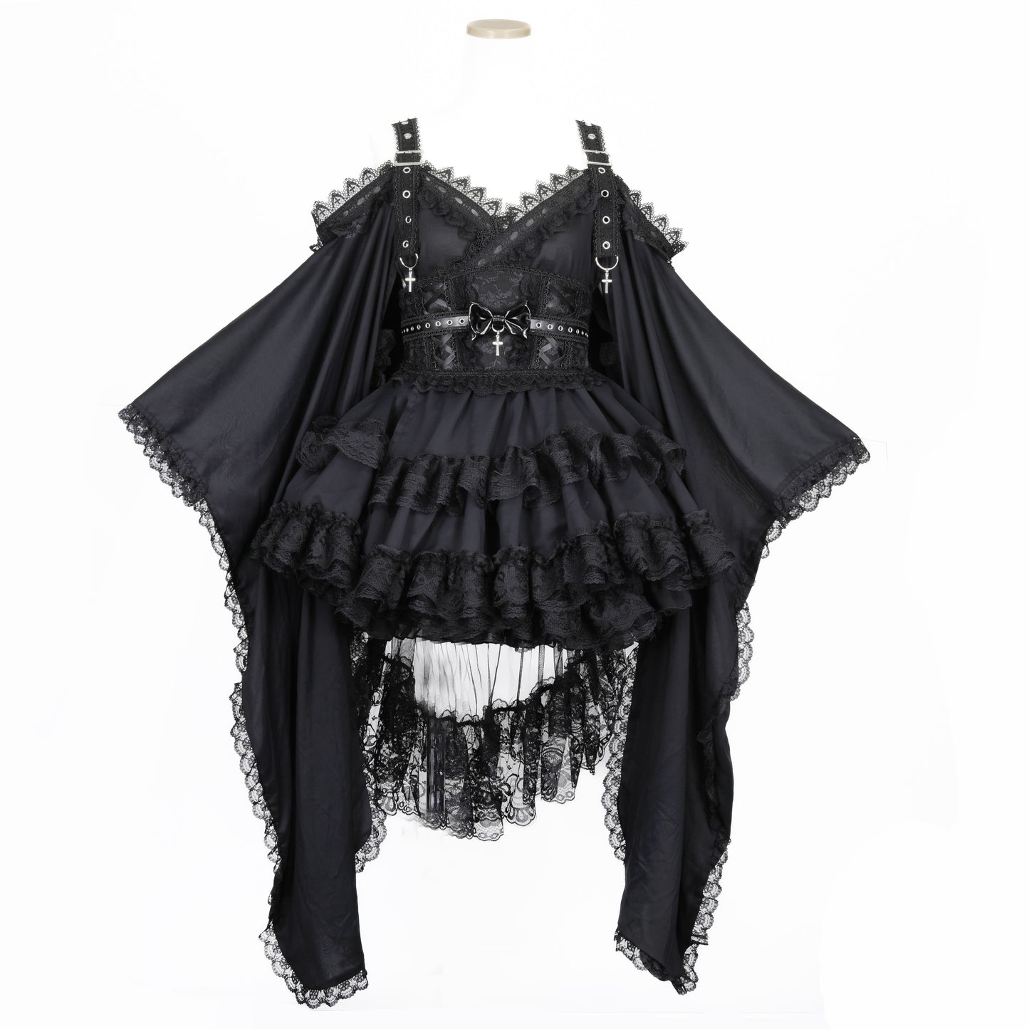 [予約3週間]SWEET DEVIL OFF SHOULDER KIMONO OP (BLACK)