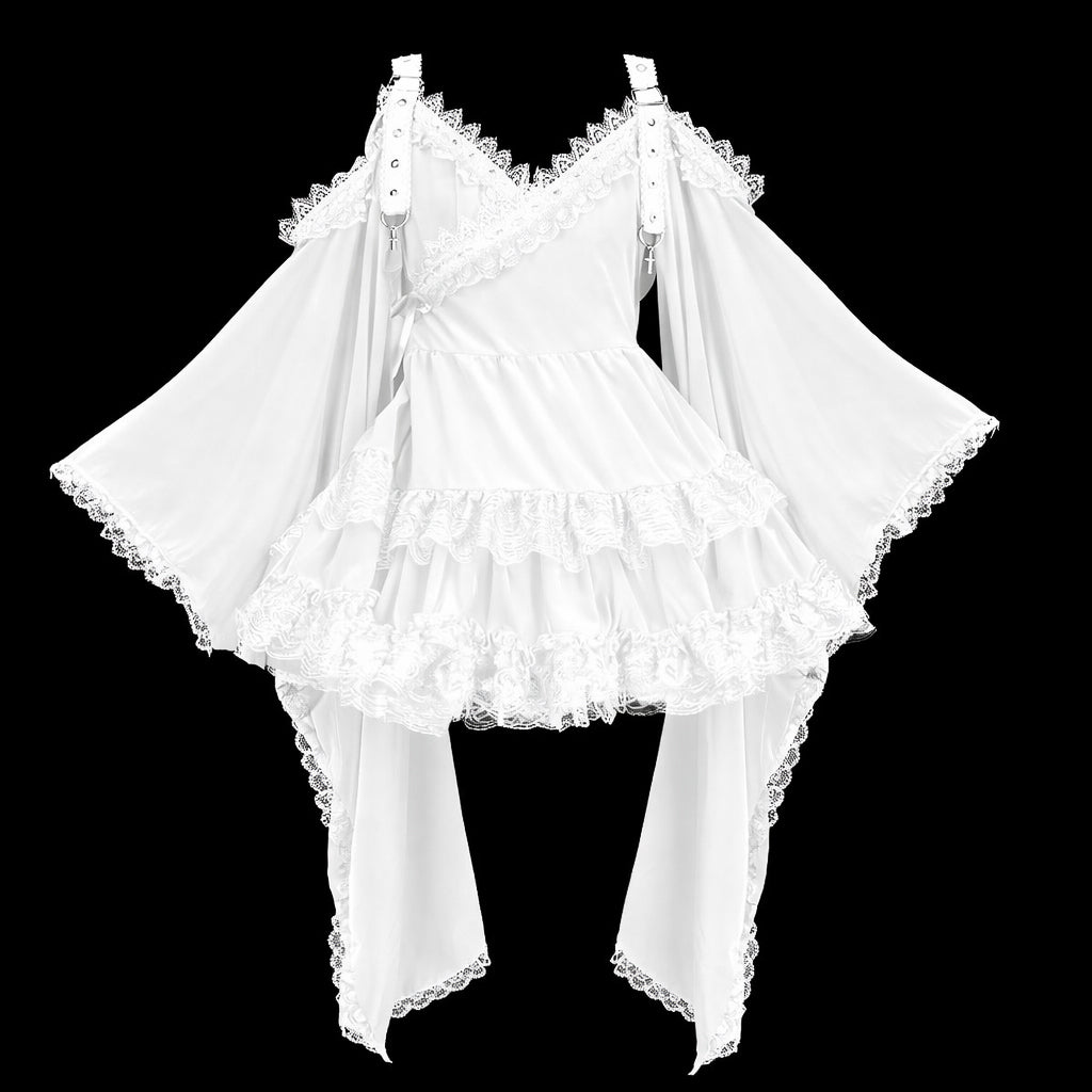 [予約3週間]SWEET DEVIL OFF SHOULDER KIMONO OP (WHITE)