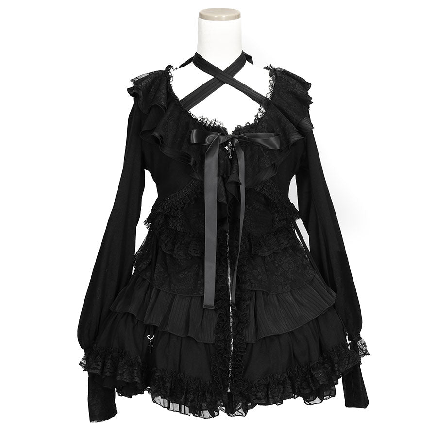 MINI CROSS ZIPPER HALTER NECK ONE PIECE (BLACK) – MAJOH