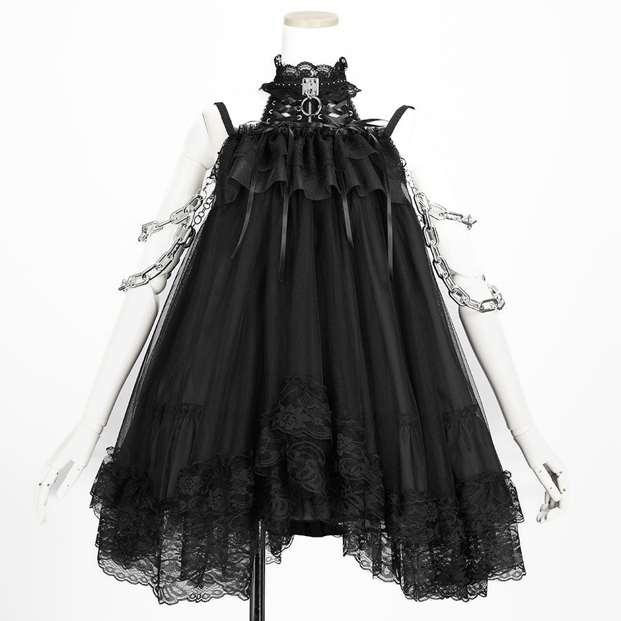 ENCHAINMENT DOUBLE LACE UP ONE PIECE (BLACK)