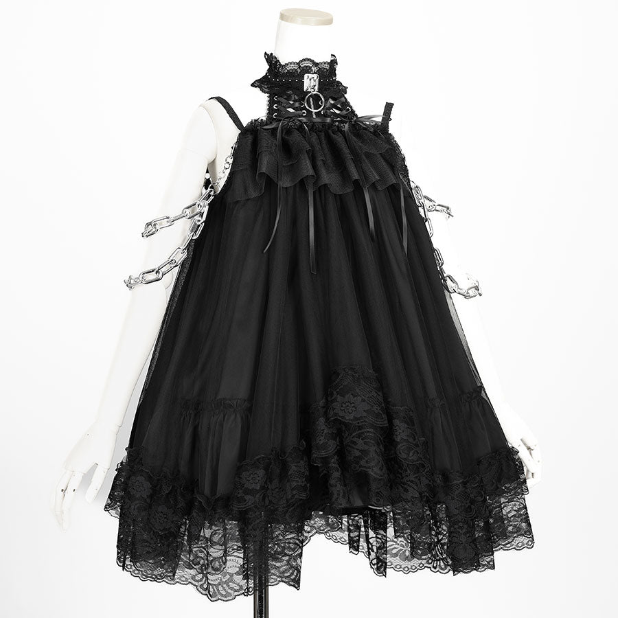 ENCHAINMENT DOUBLE LACE UP ONE PIECE (BLACK)