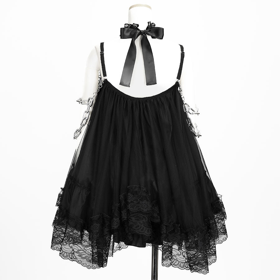 ENCHAINMENT DOUBLE LACE UP ONE PIECE (BLACK)