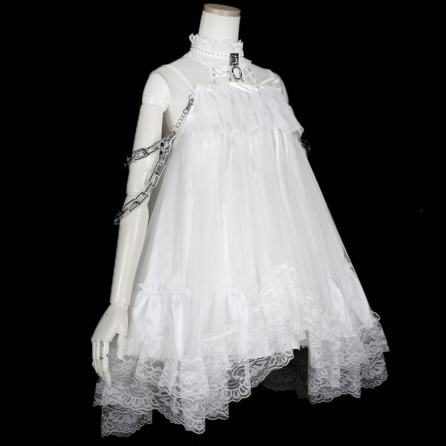 ENCHAINMENT DOUBLE LACE UP ONE PIECE (WHITE)