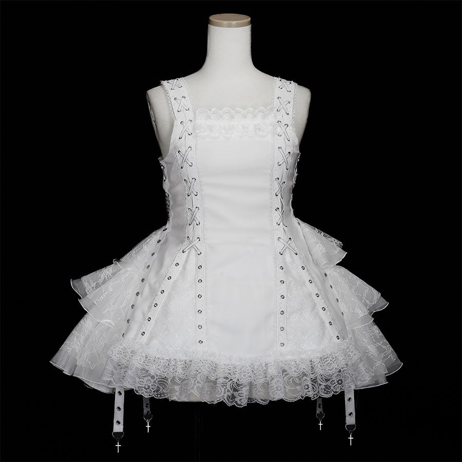 EYELET LACE-UP DRESS (BLACK)
