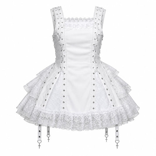 EYELET LACE UP ONE PIECE (WHITE)