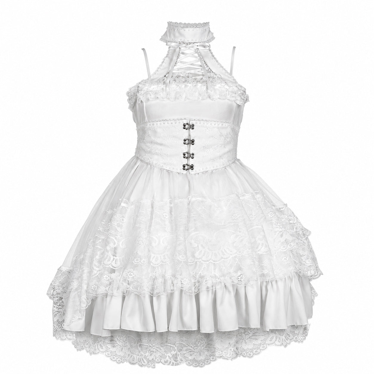 CHOKER BUSTIER FISHTAIL ONE PIECE (WHITE)