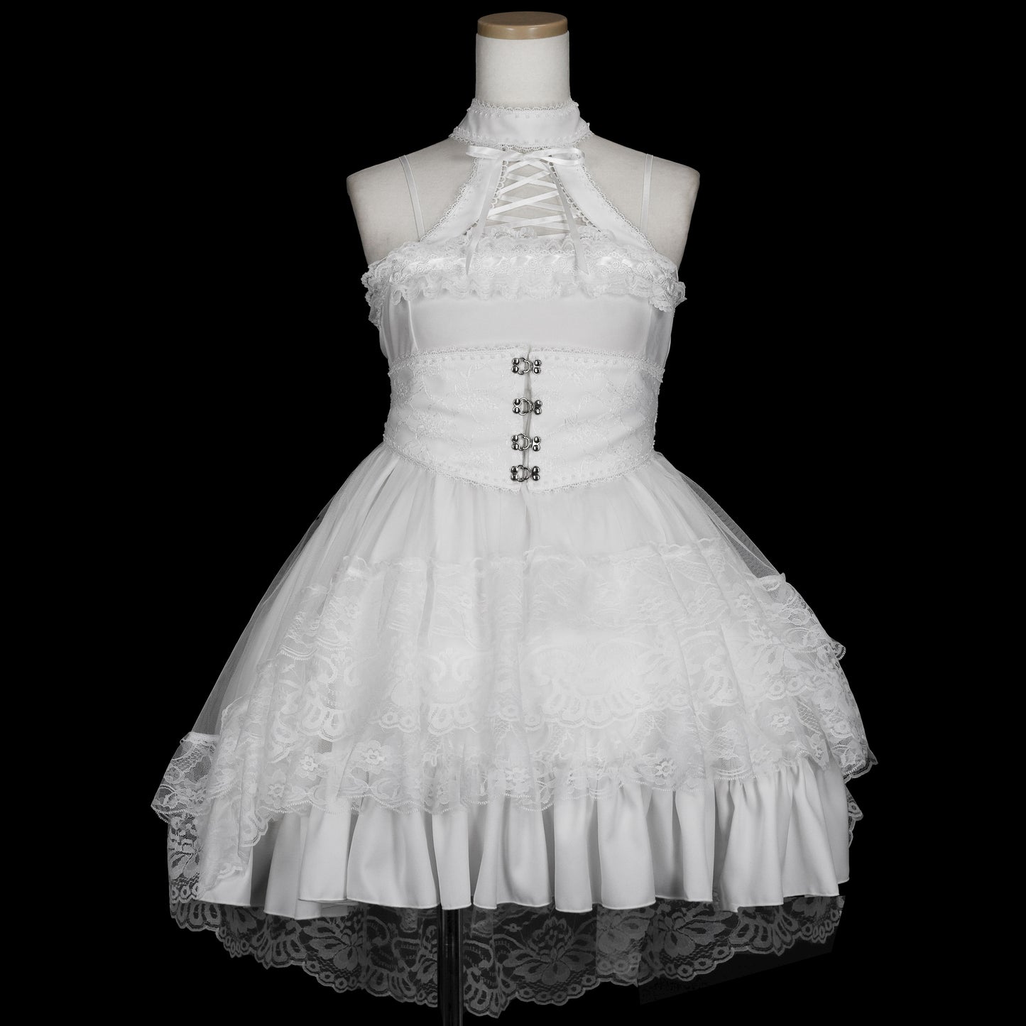 CHOKER BUSTIER FISHTAIL ONE PIECE (WHITE)