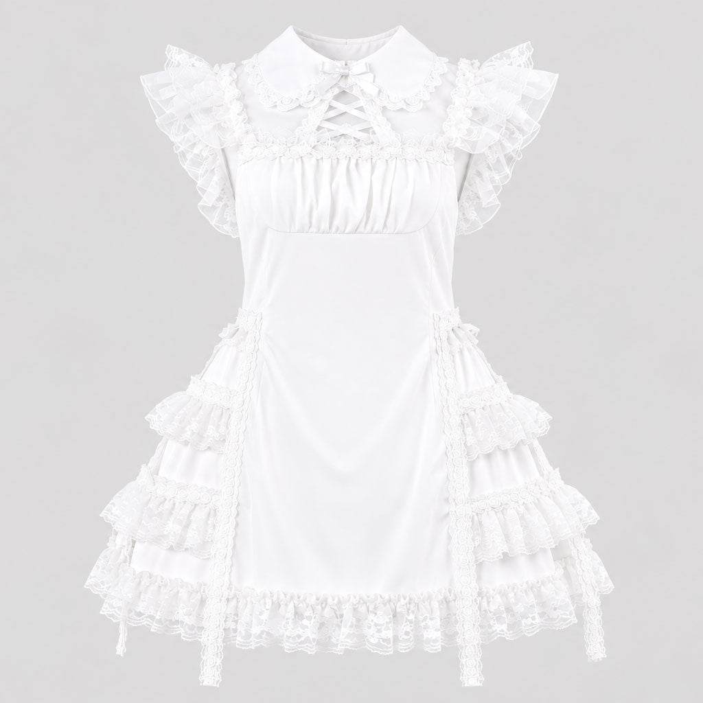 [予約1ヶ月]MINI COLLAR SIDE CAGE ONE PIECE (WHITE)
