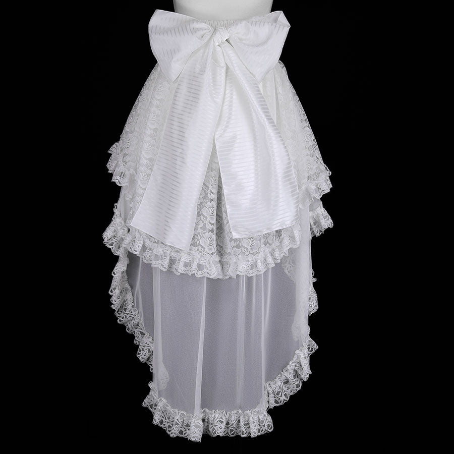 CROSS JEWEL LACE UP VEIL PANTS (WHITE)