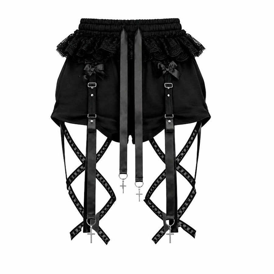 [Limited-time Order/1-Month Pre-order] MINI CROSS WRAP AROUND SWEAT PANTS (BLACK)