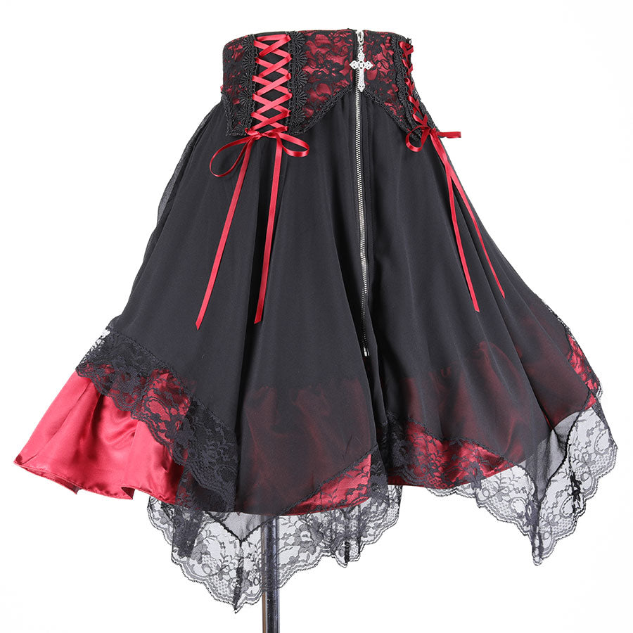 LACE UP CROSS SKIRT (RED)