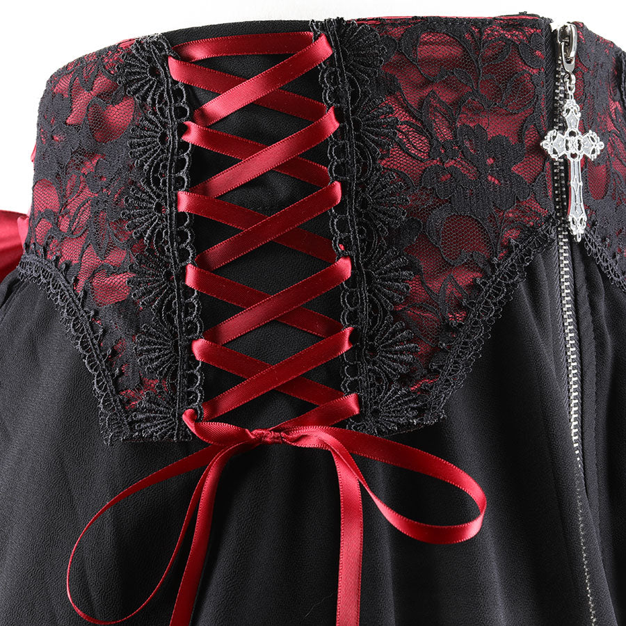 LACE UP CROSS SKIRT (RED)