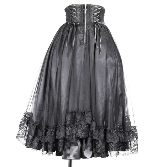 CORSET LACE UP BELT LONG SKIRT (BLACK)